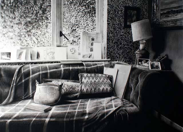 The Lounge, a Charcoal Drawing
